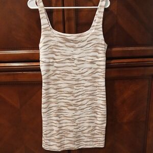 Forever 21 White and Gray Fitted Sleeveless Mini Dress